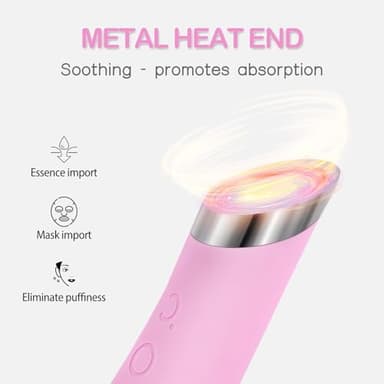 PRITECH Facial Cleansing Brush, Rechargeable Silicone Face Scrubber with Heat Massage End, Vibrating Exfoliator Scrubber for Deep Cleaning, Waterproof Face Brush for Women and Men (Pink) - Image 3