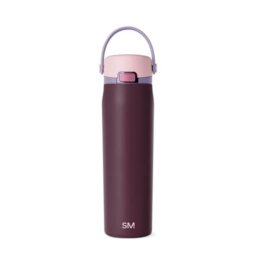Simple Modern Mesa Sport Water Bottle with Covered Chug Lid | 24oz Cup Holder Friendly Insulated Stainless Steel Bottle for Gym, Sports and Travel | Cherry Wine - Image 1
