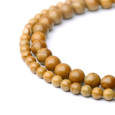 2 Pcs Natural Gemstone Beaded（4mm/6mm）Healing Jewelry，Handmade Adjustable Bracelet for Man Women,Matching Bead Couple Bracelets for Boyfriend Girlfriend (Wood-Grain Yellow) - Image 6