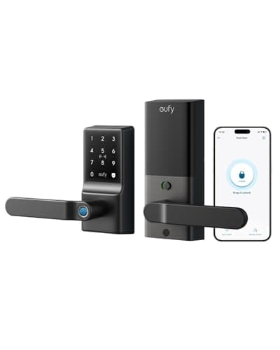 eufy Smart Lock C33, Keypad Door Lock with Handle, Fingerprint Door Knob, Keyless Entry Door Lock for Front Door and Bedrooms, Electronic Deadbolt, Wi-Fi, Remote App Control, IP53 Waterproof, Black - Image 1