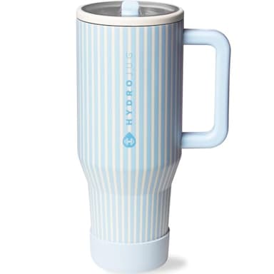 HydroJug Traveler - 40 oz Water Bottle with Handle & Flip Straw - Fits in Cup Holder, Leak Resistant Tumbler-Reusable Insulated Stainless Steel & Rubber Base - Gifts for Women & Men, Cape Cod - Image 1