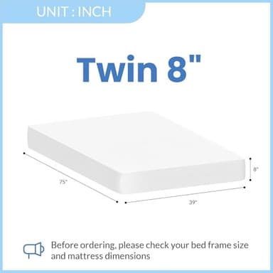 Neo Sleep 8 Inch Twin Cooling Gel Green Tea Medium Firm Memory Foam Mattress Pressure Relieving CertiPUR-US Certified Convenient Mattress in a Box Fiberglass Free (Twin, 8 in) - Image 2