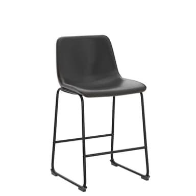 Bar Stools Set of 2, Counter Height Bar Stools with Back, 26 inch Armless Industrial Faux Leather Barstools with Metal Legs and Footrest, Modern Dining Chairs for Home Kitchen Island, Black - Image 6