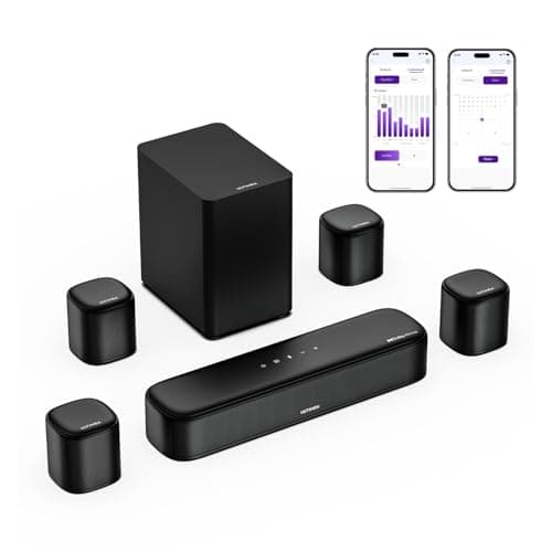 ULTIMEA 7.1ch Sound Bar with Dolby Atmos, Surround Sound System for TV with 4 Surround Speakers, Sound Bar for Smart TV with App Control, Soundbar with Subwoofer for Home Theater, HDMI eARC, Aura A60 - Image 1