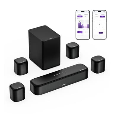 ULTIMEA 7.1ch Sound Bar with Dolby Atmos, Surround Sound System for TV with 4 Surround Speakers, Sound Bar for Smart TV with App Control, Soundbar with Subwoofer for Home Theater, HDMI eARC, Aura A60 - Image 1