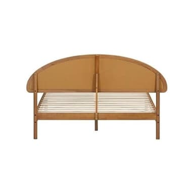 NTC Gem Wooden Bed Frame with Headboard and Natural Rattan, Solid Oak/Rubber Wood Foundation with Silent Slats, 1000 Lb Capacity, Effortless Assembly (Natural Cane - Rustic Oak, Queen) - Image 6