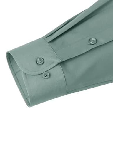J.VER Men's Dress Shirts Solid Long Sleeve Stretch Wrinkle-Free Formal Shirt Business Casual Button Down Shirts Green Grey Medium - Image 5