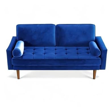 Vesgantti Blue Velvet 56" Mid-Century Modern Loveseat Sofa, 2 Seater with Tufted Seat, Sturdy Wooden Frame, Indoor Use - Image 9