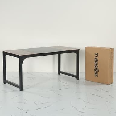Tribesigns Modern Computer Desk, 63 x 31.5 inch Large Office Desk Computer Table Study Writing Desk Workstation for Home Office, Vintage Black Metal Frame - Image 9