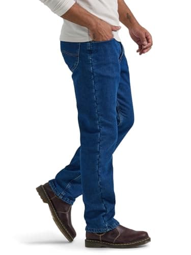 Lee Men's Legendary Relaxed Straight Jean, Blue Matter-Gray Fleece-Lined, 36W x 32L - Image 2