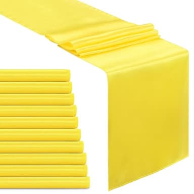 B-COOL Yellow Table Runner 10 Packs Satin Table Runners Reception Table Runners Silk Smooth Fabric for Birthday Party Banquet Table Decorations 12x108 inch - Image 1