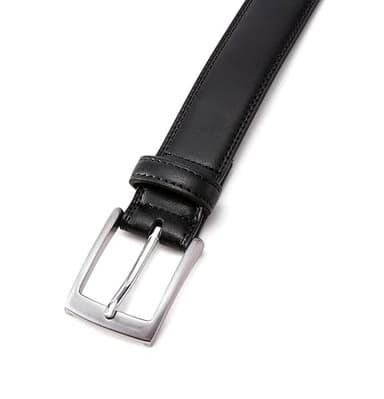 MILORDE Black Leather Belt, Fashion & Classic Design for Dress and Causal (Size 36 (Waist 34), Basic Black) - Image 4