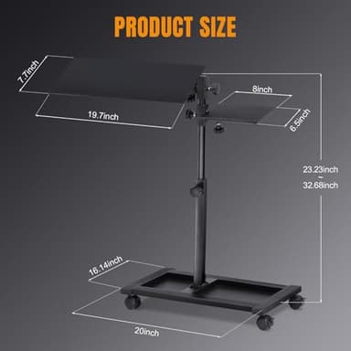 GTPLAYER Adjustable Racing Standing Keyboard and Mouse Tray Rolling with Wheels for Gaming Wheel Stand Simulator Cockpit (Black) - Image 3