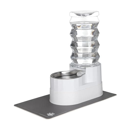 RIZZARI Large Water Dispenser for Dogs: 8L Gravity White Automatic Stainless Steel Waterer - 100% BPA Free - Raised Pet Feeder for Pet Dogs Indoor/Outdoor - Image 1