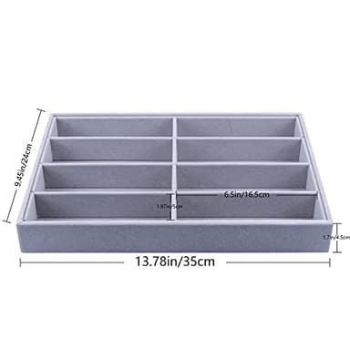 STYLIFING Sunglasses Organizer Tray, 8 Grids Eyeglasses Watch Holder Display Storage Case for Women Men - Gray - Image 3