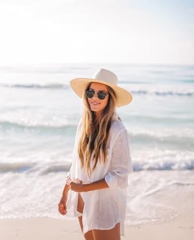 Zoye Chen Women’s Bikini Swimsuit Cover Up Button Down V Neck Shirts Long Sleeve Blouse Beachwear Bathing Suit (White, XX-Large) - Image 3