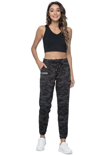Haowind Joggers for Women with Pockets Elastic Waist Workout Sport Gym Pants Comfy Lounge Yoga Running Pants(Black Ash Camo L) - Image 6