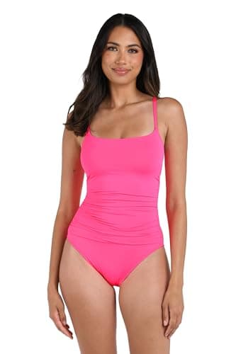 La Blanca Women's Island Goddess Rouched Body Lingerie Mio One Piece Swimsuit, Bright Pink, 8 - Image 1