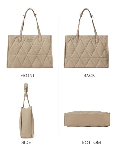 CLUCI Quilted Puffer Tote Bag for Women 15.6 inch Laptop Shoulder Women Briefcase Work Bag for Travel - Image 6