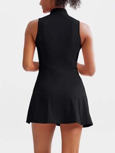 Sexyasasii Tennis Dresses for Women,Tennis Golf Dresses with Built in Shorts Sleeveless Workout Athletic Dress with Pockets Black - Image 2