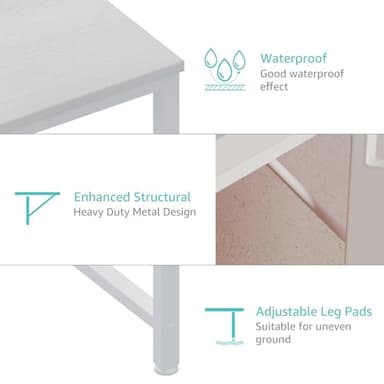Lufeiya White Computer Desk with Power Outlet, 47 inch Teen Study Table Home Office Work Writing Gaming Desks with Charging Station Outlets Built in, White - Image 7