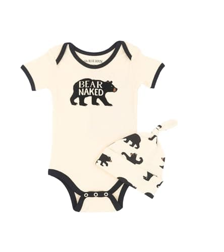 Little Blue House unisex-baby Bodysuit with Hat, Black Bear, 18-24 Months - Image 1