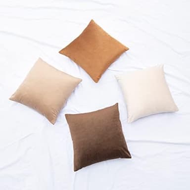 MONDAY MOOSE Decorative Throw Pillow Covers Cushion Cases, Set of 4 Soft Velvet Modern Designs, Mix and Match for Home Decor, Pillow Inserts Not Included (20x20 inch, Brown/Beige - Image 7
