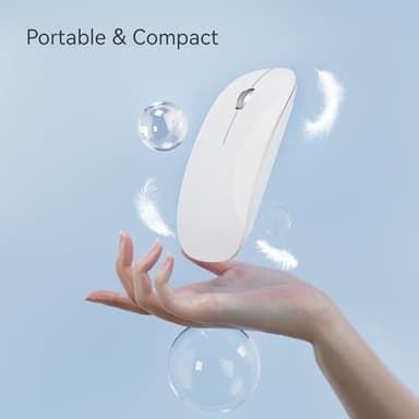 TENMOS M18 Bluetooth Mouse, USB C Rechargeable Wireless Mouse, Triple Mode (Dual Bluetooth+USB) Computer Silent Mice Portable with USB Receiver and Type C Adapter for Laptop/MacBook/iPad/PC - White - Image 7