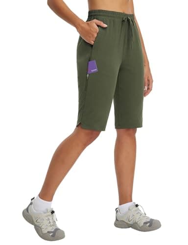 baleaf Women's Bermuda Shorts for Hiking UPF 50 Lightweight Quick Dry Water Resistant Short with Pockets Army Green XXL - Image 1