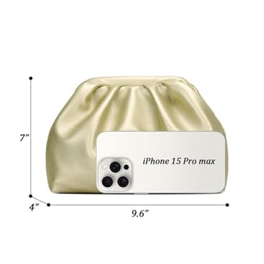 KKXIU Pleated Evening Handbag for Women Formal Clutch Purse with Removable Chain Strap Soft Wedding and Prom Bag Elegant Crossbody Clutch (Gold) - Image 6