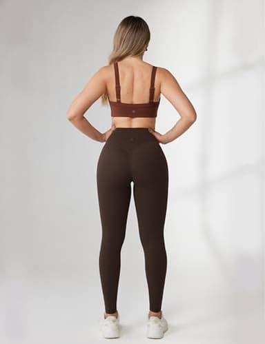UNISSU Hugcurve No Front Seam High Waisted Workout Leggings for Women Buttery Soft Yoga Pants Gym Athletic Tights - 25'' Clay Brown Medium - Image 3
