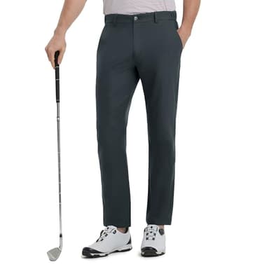 M MAELREG Golf Pants Men Stretch 5 Pockets Straight Fit 30"/32"/34" Quick Dry Slim Fit Casual Mens Casual Pants Dark Grey - Image 6