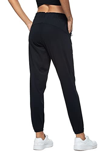 Haowind Joggers for Women with Pockets Elastic Waist Workout Sport Gym Pants Comfy Lounge Yoga Running Pants(Black01 L) - Image 2