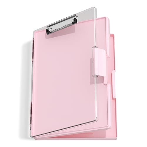 Hongri Clipboard with Storage, Pink 8.5 x 11 Folder Nursing Side Opening, Heavy Duty with Dual Compartment, Smooth Writing for Teachers, Classroom, Size 13.3 x 9.4 x 1.5 in, Office & School Supplies - Image 1