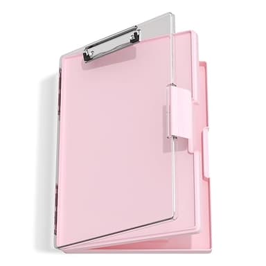 Hongri Clipboard with Storage, Pink 8.5 x 11 Folder Nursing Side Opening, Heavy Duty with Dual Compartment, Smooth Writing for Teachers, Classroom, Size 13.3 x 9.4 x 1.5 in, Office & School Supplies - Image 1