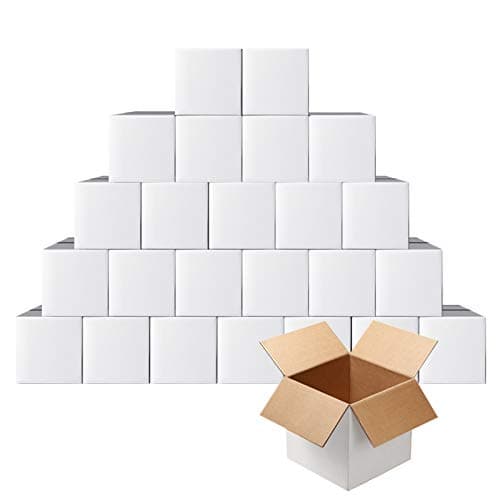 PETAFLOP 5x5x5 Shipping Boxes, Small White Corrugated Cardboard Box for Mailing, 25 Pack - Image 1