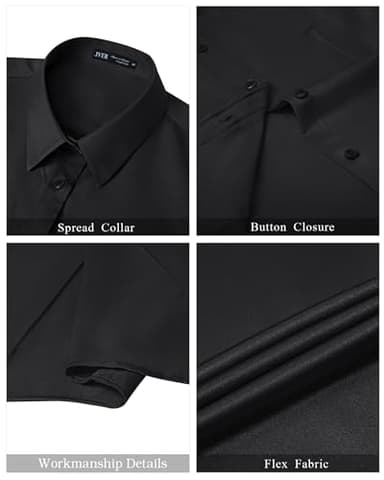 J.VER Womens Button Down Shirt Short Sleeve Business Casual Formal Dress Shirts Slim Fit Ladies Uniform Summer Blouses Collared Tops Black Small - Image 3