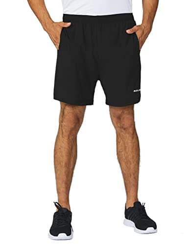 baleaf Men's 5" Running Athletic Shorts Zipper Pocket for Workout Gym Sports Lightweight Quick Dry Black Size L - Image 1