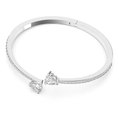 SWAROVSKI Mesmera Bangle Bracelet, Heart-Shaped Clear Crystals on a Rhodium Finish Cuff, Size L, from the Swarovski Attract Soul Collection - Image 2