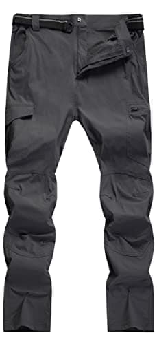 WENRONSTA Men's Hiking Work Cargo Pants Quick-Dry Lightweight Waterproof 6 Pockets Outdoor Mountain Fishing Camping Pants Dark Grey S - Image 2