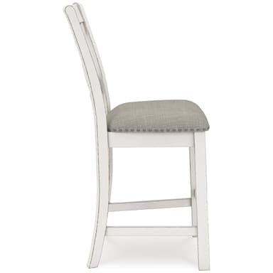 Signature Design by Ashley Robbinsdale Farmhouse Armless 24.75" Counter Height Upholstered Bar Stool with Foot Rest, Set of 2, White & Light Gray - Image 6