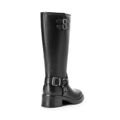 DREAM PAIRS Women's Knee High Boots Side Zipper Motorcycle Boots Square Toe Chunky Low Heel Fashion Buckles Biker Riding Boots,Size 8.5,Black-Pu,SDKB2412W - Image 7