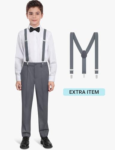 BOLADA Boys' Suit Dark Gray Slim fit Suits for Kids Formal Classic 6 Piece Big Boys Toddler Tuxedos Teen Youth Size 7 - Image 5