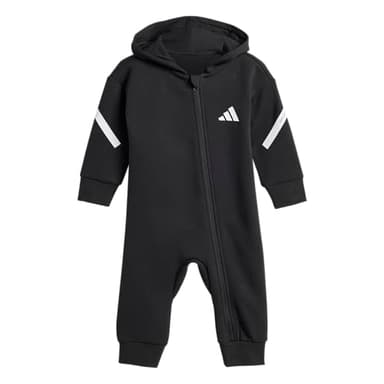 adidas Unisex-Baby Z.N.E Full-Zip Sportswear Hooded Onesie, Black/White, 18 Months - Image 1