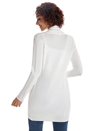 Women's Chunky Knit Sweater Casual Cardigan Outwear Ivory XL - Image 4