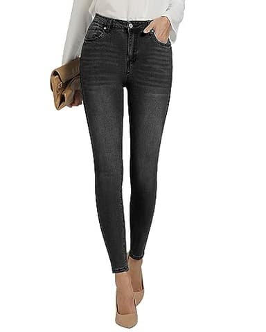 GRAPENT High Waisted Jeans for Women Pantalones De Mujer Cintura Alta High Waist Jeans Womens Jeggings Tummy Control Jeggings High Waist Black Slacks Women Color Washed Black Large Size 12 Size 14 - Image 1