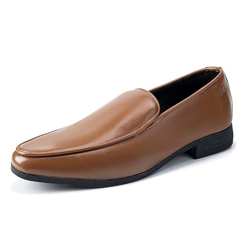 UUBARIS Mens Leather Loafers Slip On Formal Suit Tuxedo Shoes Brown Size 11 - Image 1