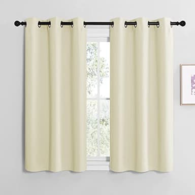 NICETOWN Kitchen Curtains for Decoration, Thermal Insulated Grommet Room Darkening Draperies/Panels for Laundry (Beige, 2 Panels, W42 x L48 inches) - Image 1