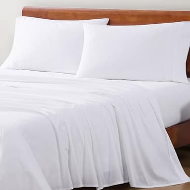 LANE LINEN 100% Organic Cotton Twin Sheets Set, 3Pc Twin Bed Sheets, Soft & Comfy Breathable Cotton Percale Sheets for Twin Size Bed, Dorm Room Essentials Low Pill Fade Resistant White Sheets - Image 3