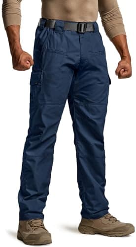 CQR Men's Tactical Pants, Water Resistant Ripstop Cargo Pants, Lightweight EDC Work Hiking Pants, Outdoor Apparel, Raider Midnight Blue, 46W x 30L - Image 1
